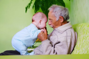 Baby with grandpa clipart