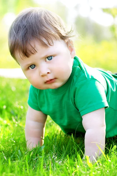 잔디에 아기 — 스톡 사진