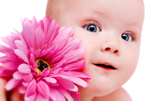 花と女の赤ちゃん — ストック写真