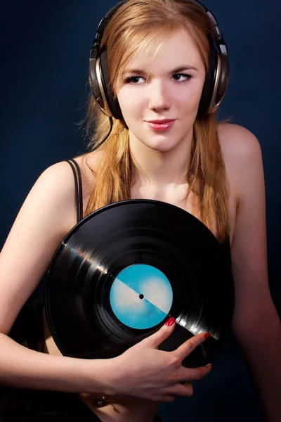 Chica con un disco — Foto de Stock