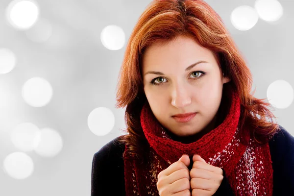Sad girl in winter clothes — Stock Photo, Image
