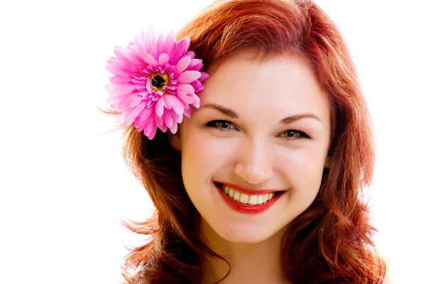 머리에 꽃과 소녀 — 스톡 사진