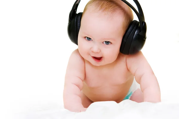 stock image Baby in earphones