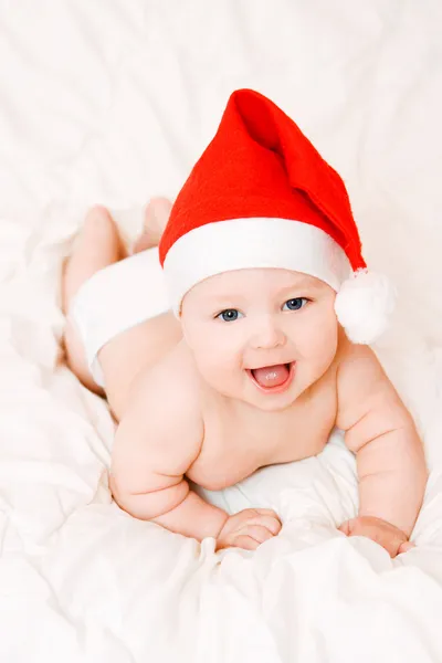 Bébé en chapeau de Noël — Photo
