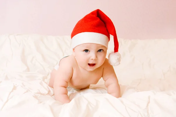 Baba karácsonyi kalapban — Stock Fotó