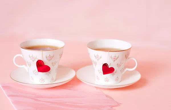 Dos tazas con corazones — Foto de Stock
