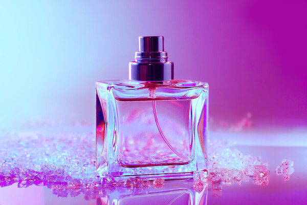 Perfume bottle with crystals
