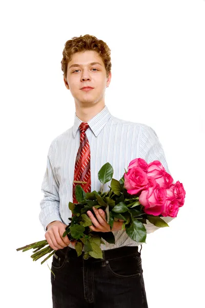 Uomo con rose — Foto Stock