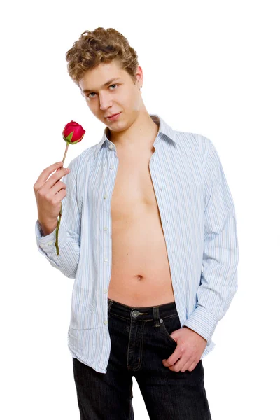 Man with rose — Stock Photo, Image