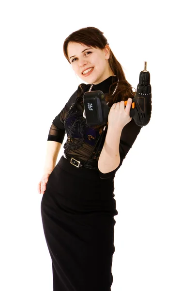 Woman with drill — Stock Photo, Image