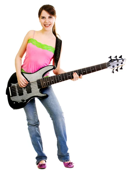 Dívka s kytarou — Stock fotografie
