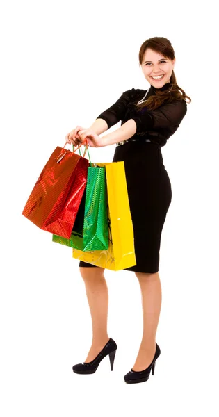 Mujer con bolsas — Foto de Stock