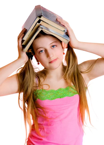 Chica con libros —  Fotos de Stock