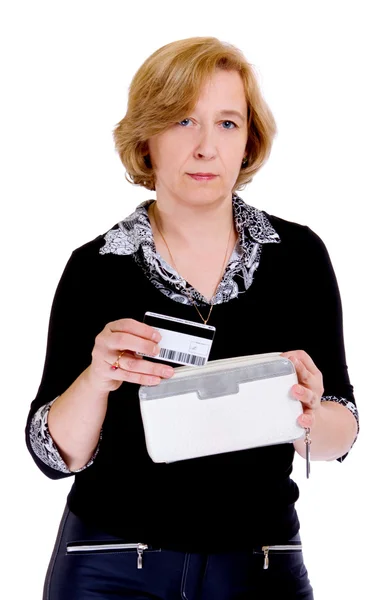 Женщина с кредитной картой — стоковое фото