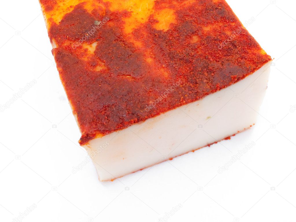 Smoked salted pork fat with red pepper