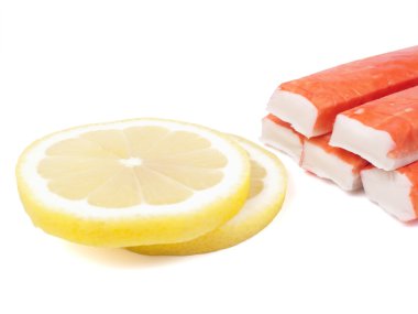 Surimi crab stick and lemon clipart