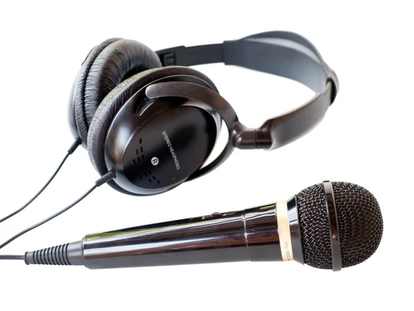 Microphone and headphones. — Stock Photo, Image