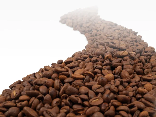 Conceptual road made of coffee beans — Stock Photo, Image