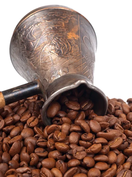 Cezve and coffee beans — Stock Photo, Image