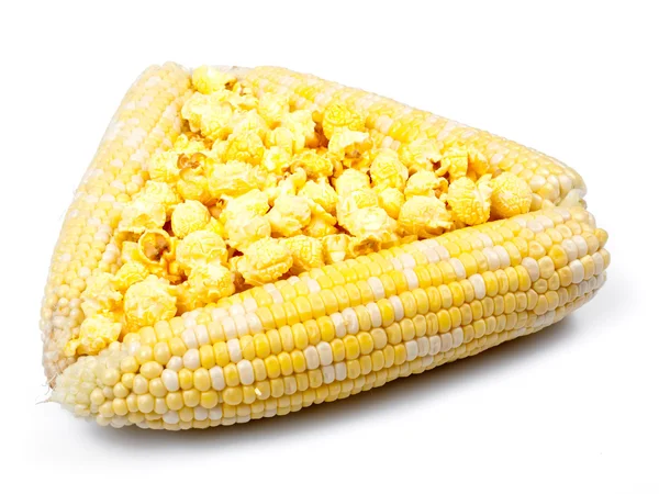 Corn in a cobs and popcorn — Stock Photo, Image