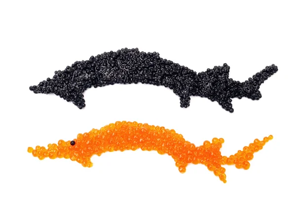 Peixe vermelho e preto feito de caviar — Fotografia de Stock