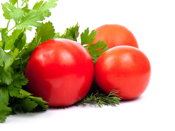 Tomatoes, parsley and dill — Stock Photo, Image
