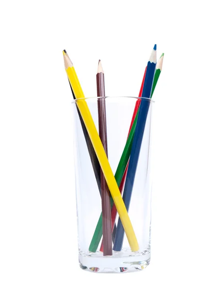 Красочные карандаши в стакане — стоковое фото
