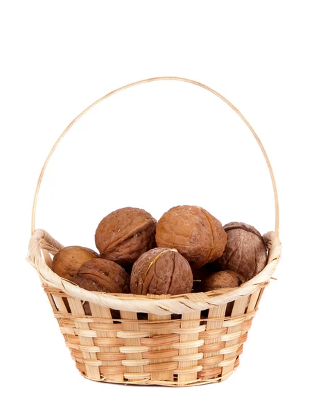 Walnuts in a basket — Stock Photo, Image