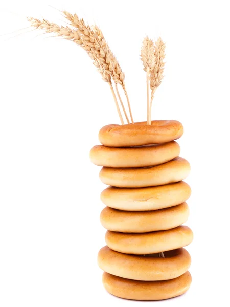 Bagels and wheat — Stock Photo, Image