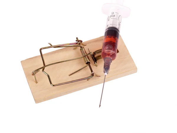 Mousetrap with syringe — Stock Photo, Image