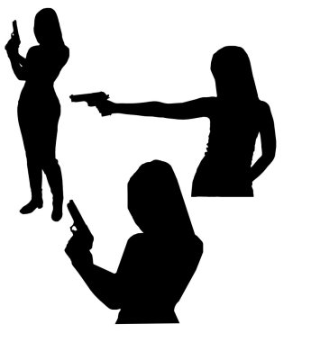 Women and gun clipart