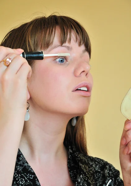 stock image Applying make up - white mascara