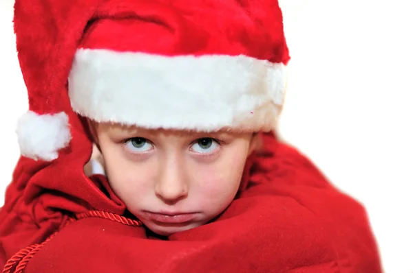 Triste Papai Noel ajudante — Fotografia de Stock