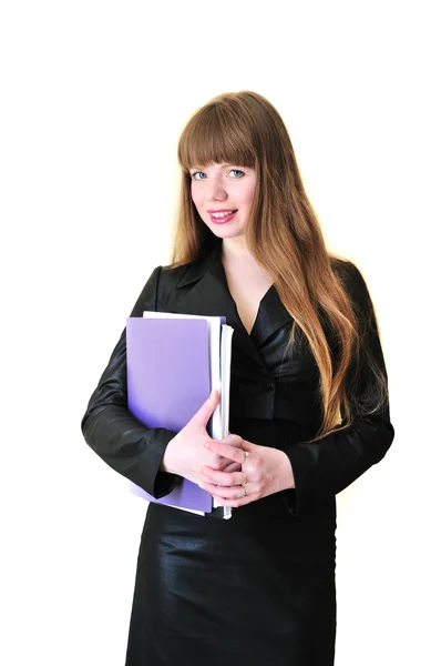 Business woman with folders — Stock Photo, Image