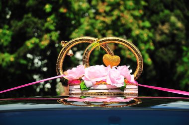 Decoration of wedding car clipart