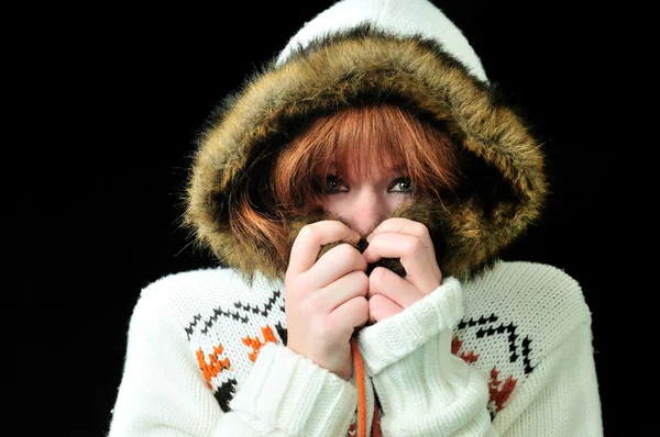 Frozen redheaded girl — Stock Photo, Image