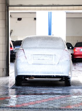 Washing Car at Car-wash service clipart