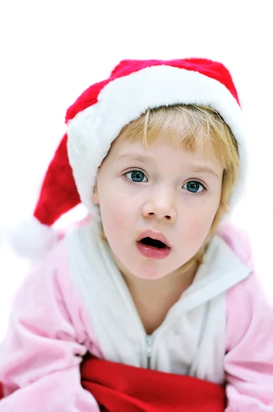 Surprised Santa girl — Stock Photo, Image