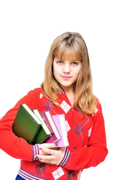 Adolescente com livros — Fotografia de Stock