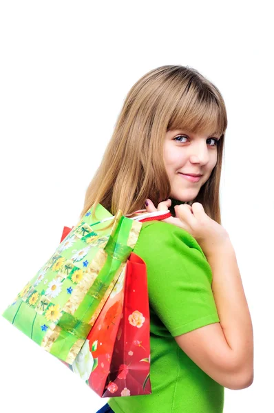 Adolescente após as compras — Fotografia de Stock