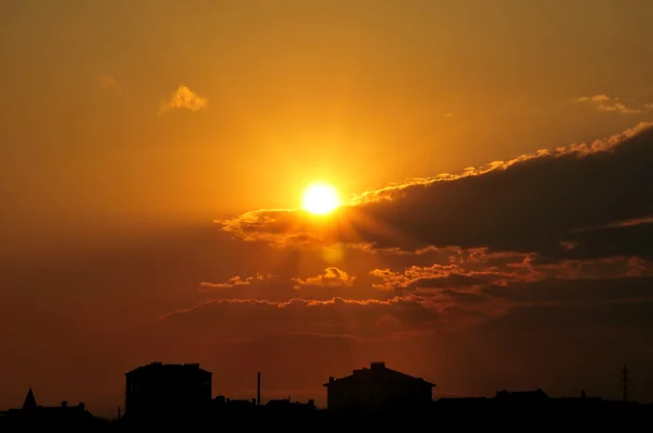 stock image Sunrise in little town