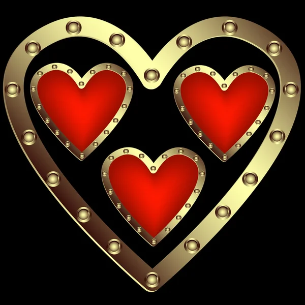 Drei rote Herzen — Stockvektor