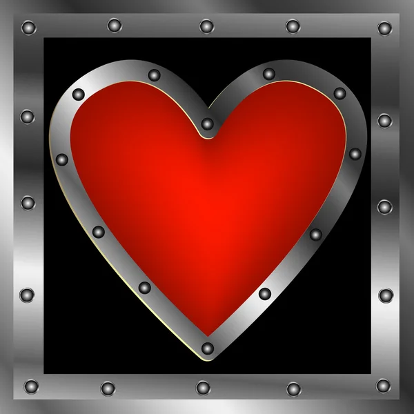Corazón en un marco de acero — Vector de stock