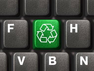 Computer keyboard with recycling symbol clipart