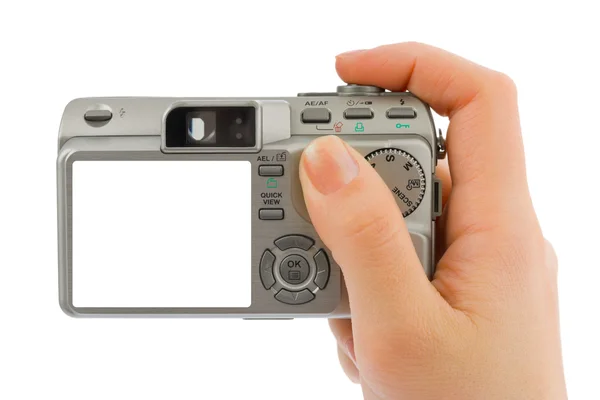 Foto câmera na mão — Fotografia de Stock