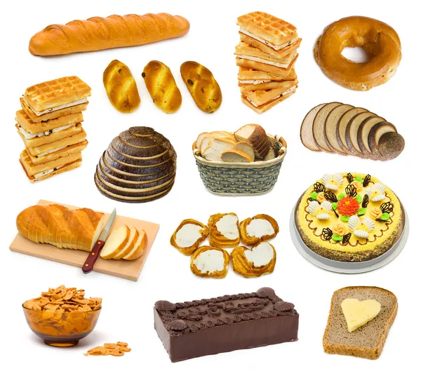 Набор хлеба и тортов — стоковое фото