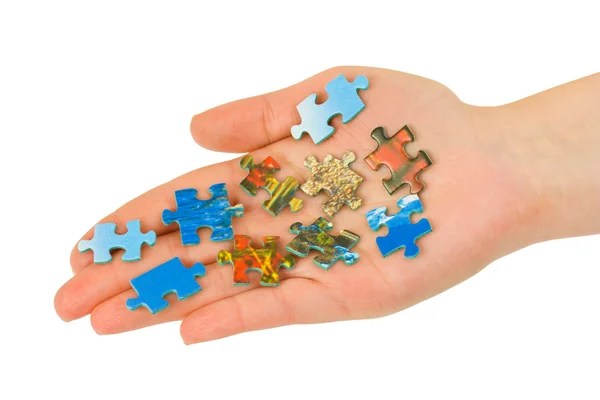 Hand and puzzle — Stock Photo, Image