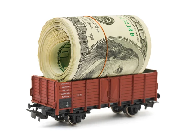 Treno con denaro — Foto Stock