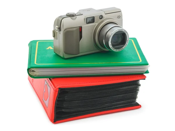 Kamera och foto album — Stockfoto