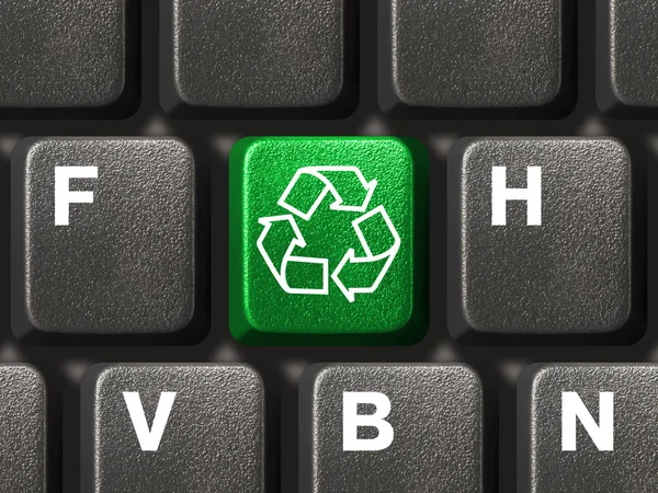 Computer keyboard with recycling symbol — Stock Photo, Image